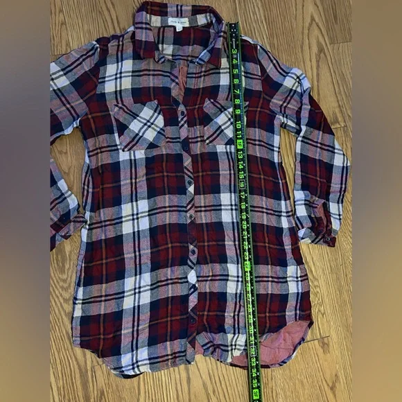 Cloth & Stone Plaid Tunic Shirt Dress Festival Fair Cowgirl Western - Picture 4 of 10